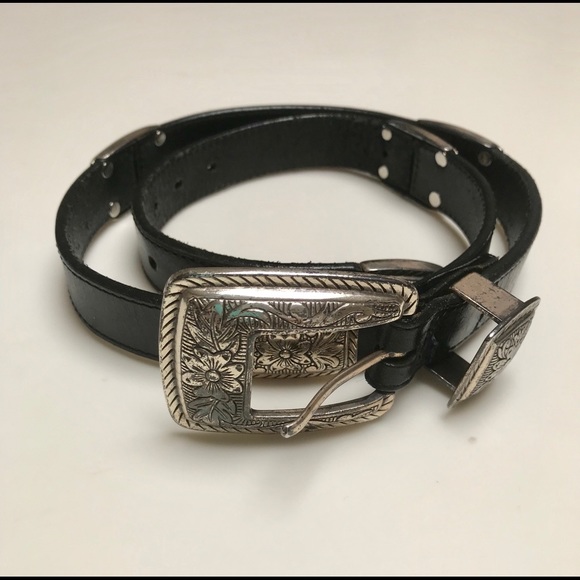 Brighton leather belt w silver accents - Picture 1 of 8